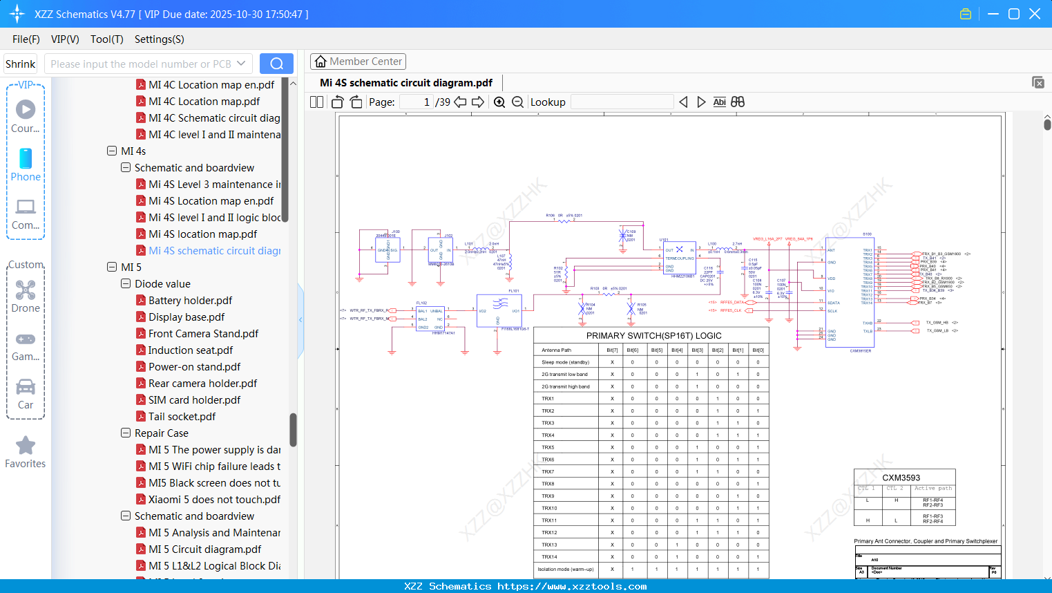 Xiaomi Mi 4S Schematic Circuit Diagram